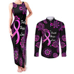 Personalised Faith Hope Love Australia Breast Cancer Couples Matching Tank Maxi Dress and Long Sleeve Button Shirt Pink Ribbon Indigenous