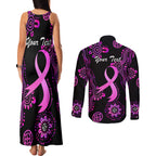 Personalised Faith Hope Love Australia Breast Cancer Couples Matching Tank Maxi Dress and Long Sleeve Button Shirt Pink Ribbon Indigenous