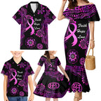 Personalised Faith Hope Love Australia Breast Cancer Family Matching Mermaid Dress and Hawaiian Shirt Pink Ribbon Indigenous