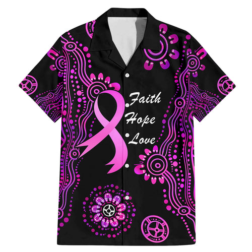 Personalised Faith Hope Love Australia Breast Cancer Family Matching Mermaid Dress and Hawaiian Shirt Pink Ribbon Indigenous