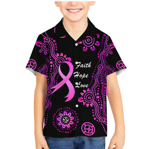 Personalised Faith Hope Love Australia Breast Cancer Family Matching Mermaid Dress and Hawaiian Shirt Pink Ribbon Indigenous