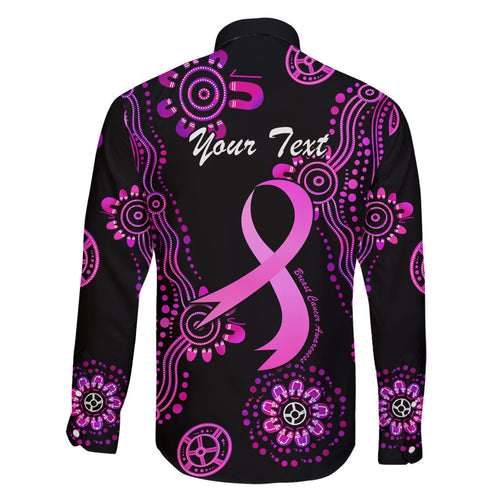 Personalised Faith Hope Love Australia Breast Cancer Family Matching Off Shoulder Long Sleeve Dress and Hawaiian Shirt Pink Ribbon Indigenous