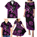 Personalised Faith Hope Love Australia Breast Cancer Family Matching Puletasi and Hawaiian Shirt Pink Ribbon Indigenous
