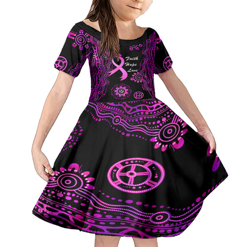 Personalised Faith Hope Love Australia Breast Cancer Family Matching Summer Maxi Dress and Hawaiian Shirt Pink Ribbon Indigenous