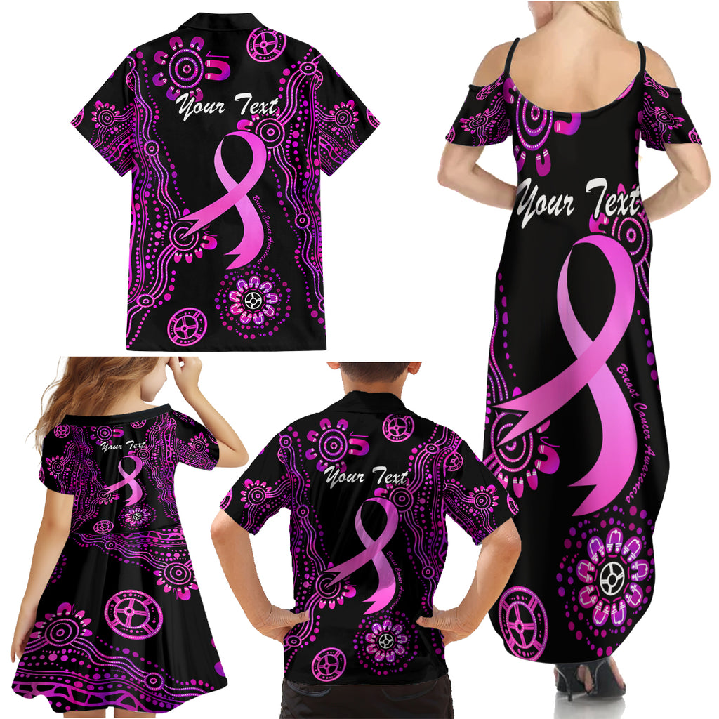 Personalised Faith Hope Love Australia Breast Cancer Family Matching Summer Maxi Dress and Hawaiian Shirt Pink Ribbon Indigenous