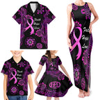 Personalised Faith Hope Love Australia Breast Cancer Family Matching Tank Maxi Dress and Hawaiian Shirt Pink Ribbon Indigenous