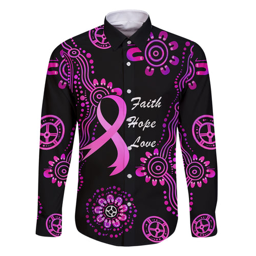 Personalised Faith Hope Love Australia Breast Cancer Family Matching Tank Maxi Dress and Hawaiian Shirt Pink Ribbon Indigenous