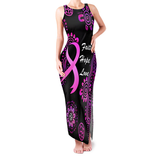 Personalised Faith Hope Love Australia Breast Cancer Family Matching Tank Maxi Dress and Hawaiian Shirt Pink Ribbon Indigenous
