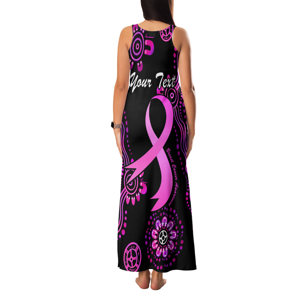 Personalised Faith Hope Love Australia Breast Cancer Family Matching Tank Maxi Dress and Hawaiian Shirt Pink Ribbon Indigenous