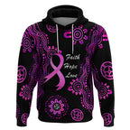 Personalised Faith Hope Love Australia Breast Cancer Hoodie Pink Ribbon Indigenous