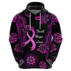 Personalised Faith Hope Love Australia Breast Cancer Hoodie Pink Ribbon Indigenous