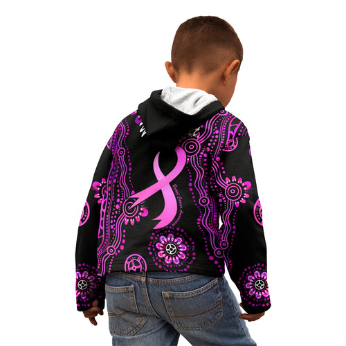 Personalised Faith Hope Love Australia Breast Cancer Kid Hoodie Pink Ribbon Indigenous