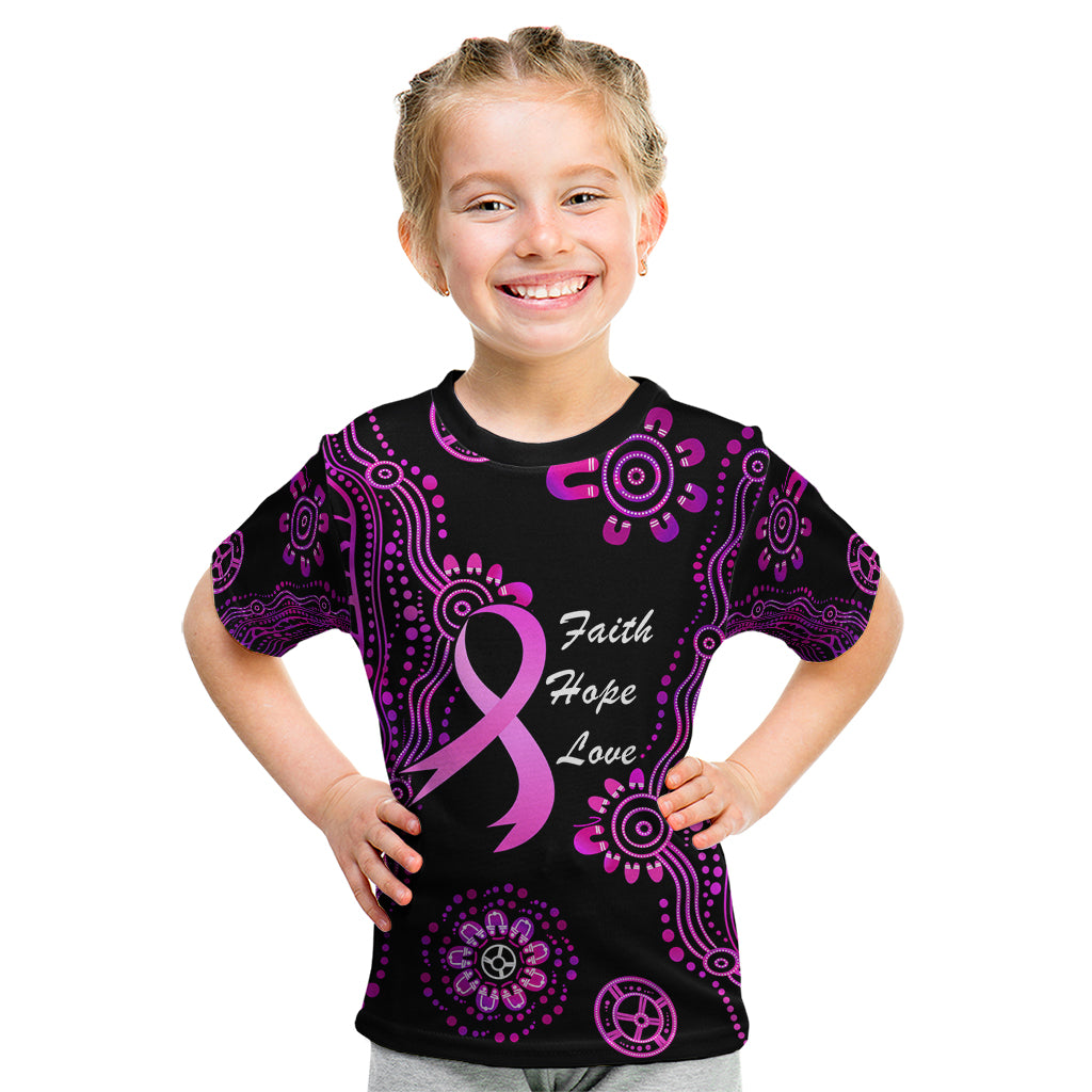 Personalised Faith Hope Love Australia Breast Cancer Kid T Shirt Pink Ribbon Indigenous