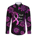 Personalised Faith Hope Love Australia Breast Cancer Long Sleeve Button Shirt Pink Ribbon Indigenous