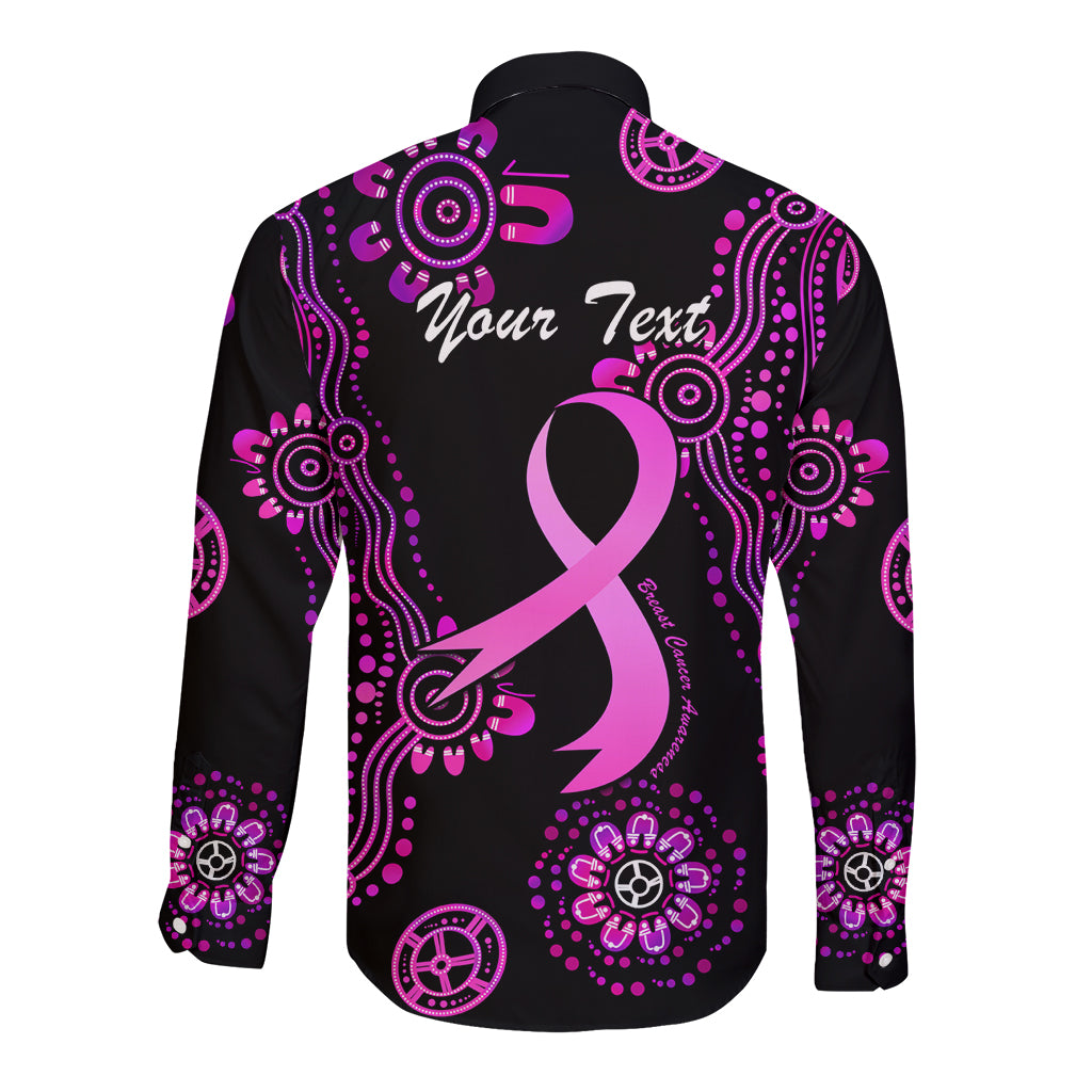 Personalised Faith Hope Love Australia Breast Cancer Long Sleeve Button Shirt Pink Ribbon Indigenous