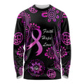 Personalised Faith Hope Love Australia Breast Cancer Long Sleeve Shirt Pink Ribbon Indigenous