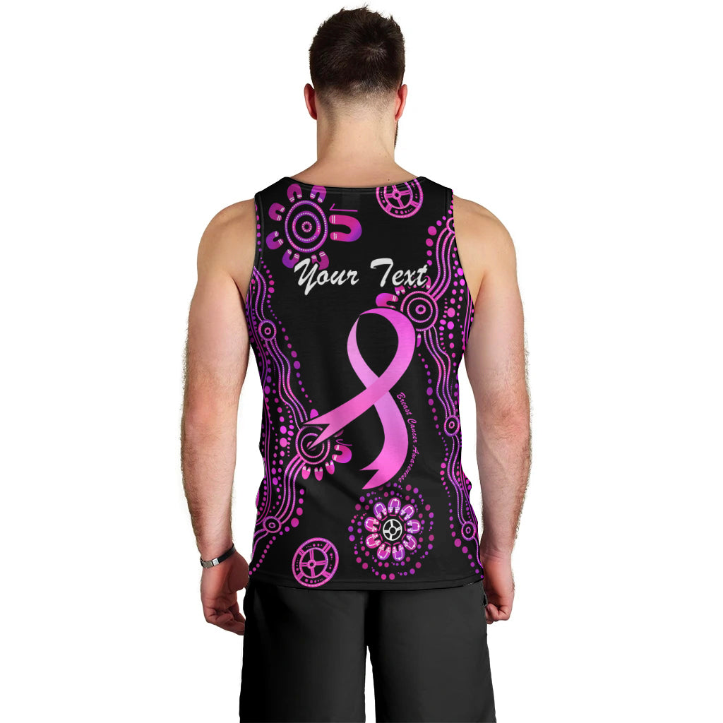 Personalised Faith Hope Love Australia Breast Cancer Men Tank Top Pink Ribbon Indigenous