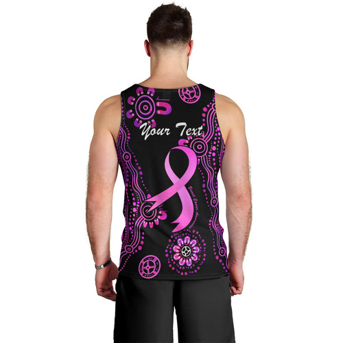 Personalised Faith Hope Love Australia Breast Cancer Men Tank Top Pink Ribbon Indigenous