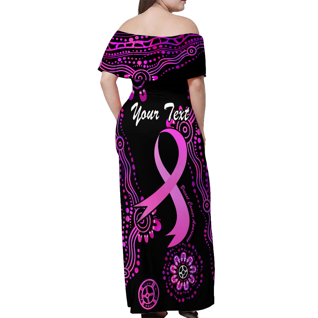 Personalised Faith Hope Love Australia Breast Cancer Off Shoulder Maxi Dress Pink Ribbon Indigenous
