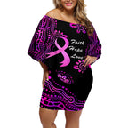 Personalised Faith Hope Love Australia Breast Cancer Off Shoulder Short Dress Pink Ribbon Indigenous
