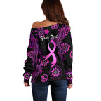 Personalised Faith Hope Love Australia Breast Cancer Off Shoulder Sweater Pink Ribbon Indigenous
