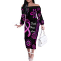 Personalised Faith Hope Love Australia Breast Cancer Off The Shoulder Long Sleeve Dress Pink Ribbon Indigenous