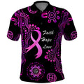 Personalised Faith Hope Love Australia Breast Cancer Polo Shirt Pink Ribbon Indigenous