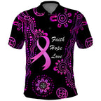 Personalised Faith Hope Love Australia Breast Cancer Polo Shirt Pink Ribbon Indigenous
