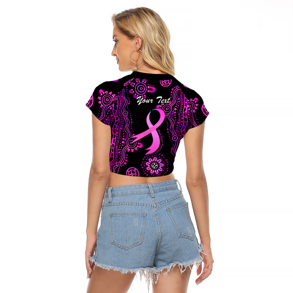 Personalised Faith Hope Love Australia Breast Cancer Raglan Cropped T Shirt Pink Ribbon Indigenous