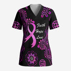 Personalised Faith Hope Love Australia Breast Cancer Scrub Top Pink Ribbon Indigenous - Aussie Hoodie