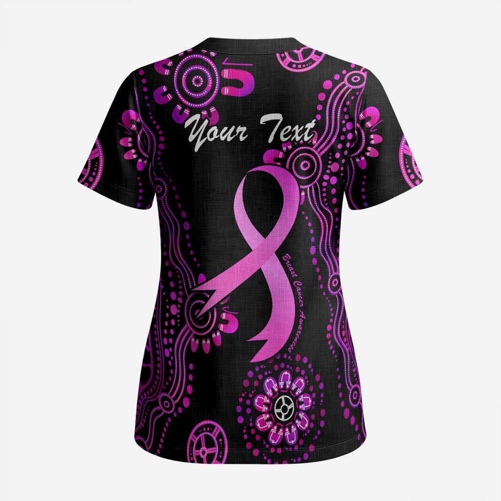 Personalised Faith Hope Love Australia Breast Cancer Scrub Top Pink Ribbon Indigenous - Aussie Hoodie