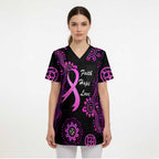 Personalised Faith Hope Love Australia Breast Cancer Scrub Top Pink Ribbon Indigenous - Aussie Hoodie