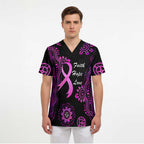 Personalised Faith Hope Love Australia Breast Cancer Scrub Top Pink Ribbon Indigenous - Aussie Hoodie