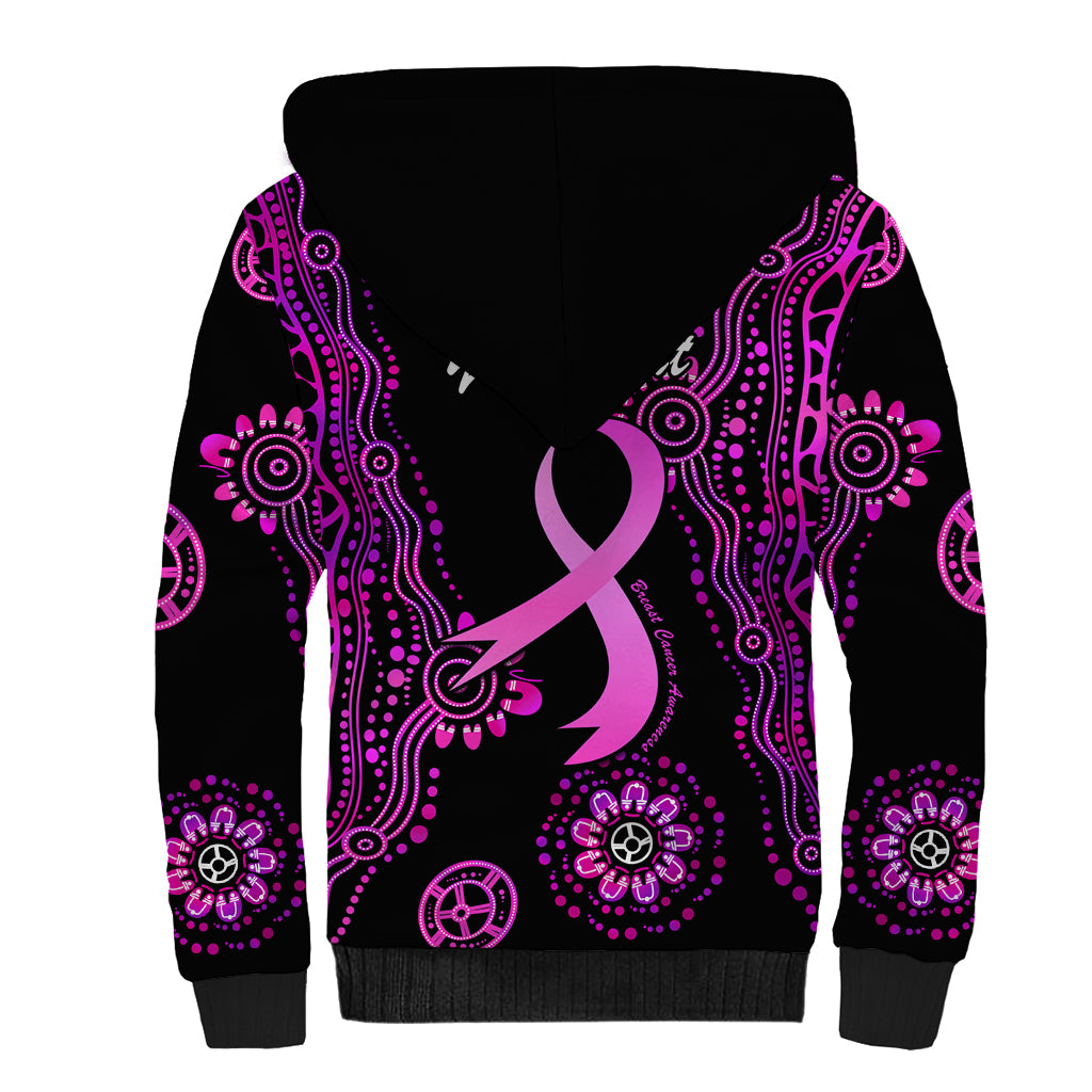 Personalised Faith Hope Love Australia Breast Cancer Sherpa Hoodie Pink Ribbon Indigenous