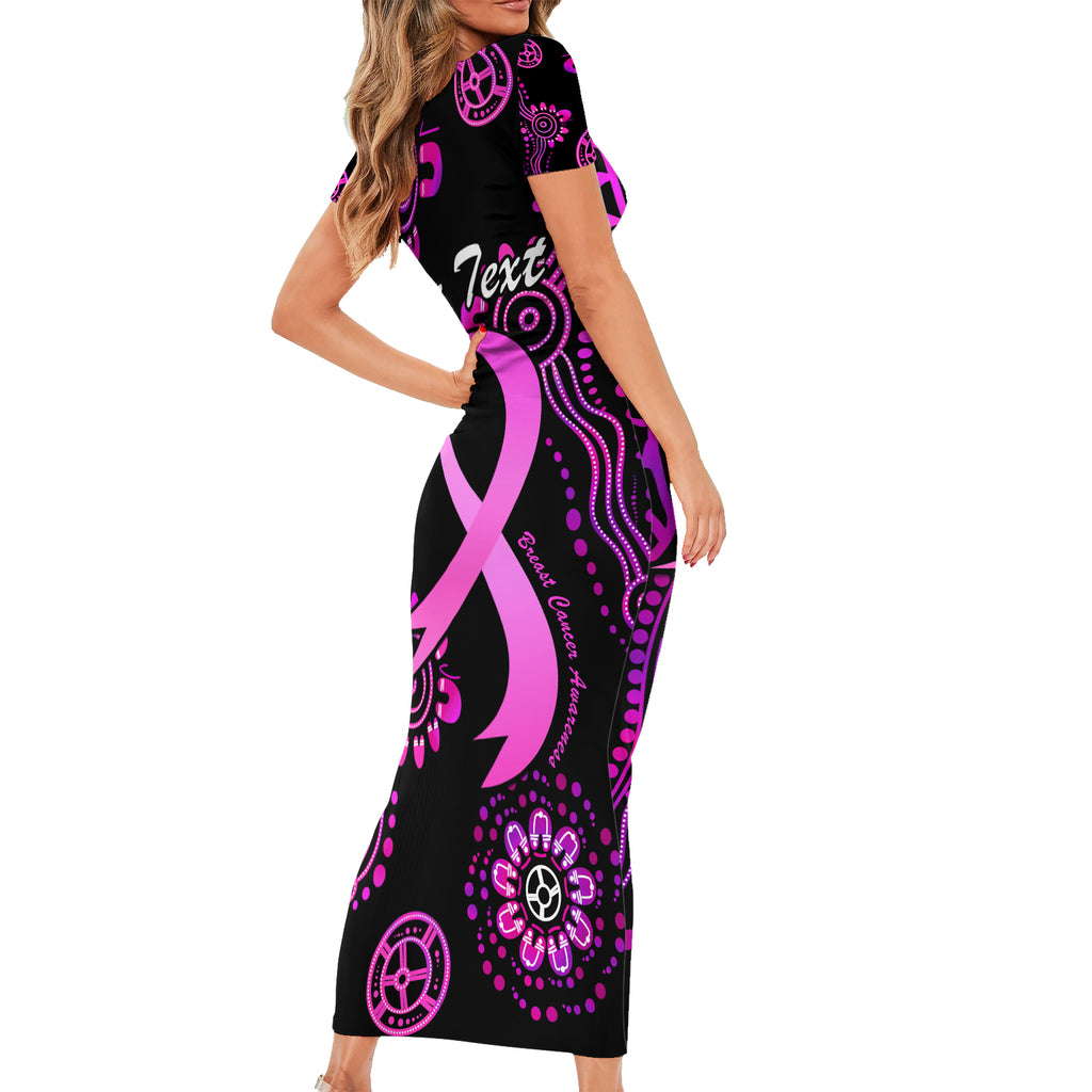 Personalised Faith Hope Love Australia Breast Cancer Short Sleeve Bodycon Dress Pink Ribbon Indigenous