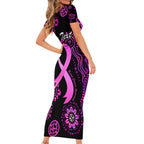 Personalised Faith Hope Love Australia Breast Cancer Short Sleeve Bodycon Dress Pink Ribbon Indigenous