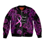 Personalised Faith Hope Love Australia Breast Cancer Sleeve Zip Bomber Jacket Pink Ribbon Indigenous
