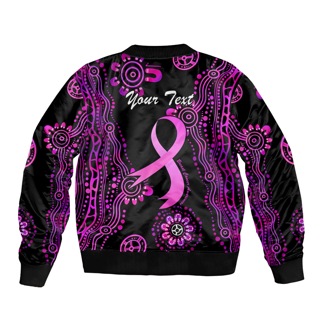 Personalised Faith Hope Love Australia Breast Cancer Sleeve Zip Bomber Jacket Pink Ribbon Indigenous
