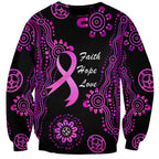 Personalised Faith Hope Love Australia Breast Cancer Sweatshirt Pink Ribbon Indigenous