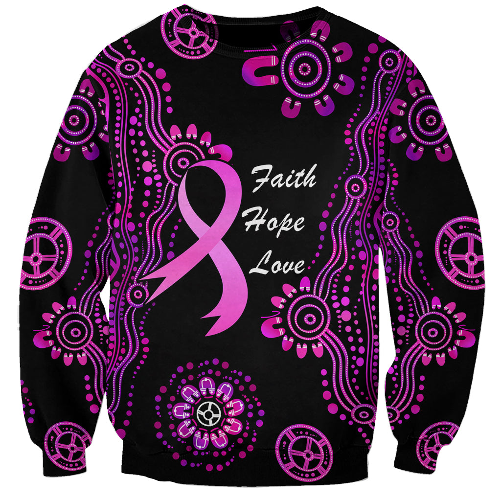 Personalised Faith Hope Love Australia Breast Cancer Sweatshirt Pink Ribbon Indigenous