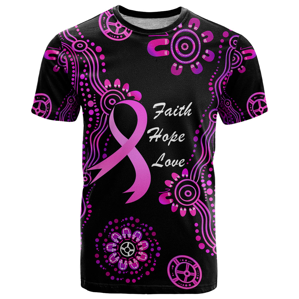 Personalised Faith Hope Love Australia Breast Cancer T Shirt Pink Ribbon Indigenous