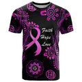 Personalised Faith Hope Love Australia Breast Cancer T Shirt Pink Ribbon Indigenous