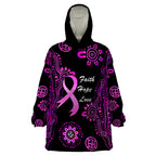 Personalised Faith Hope Love Australia Breast Cancer Wearable Blanket Hoodie Pink Ribbon Indigenous