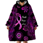 Personalised Faith Hope Love Australia Breast Cancer Wearable Blanket Hoodie Pink Ribbon Indigenous
