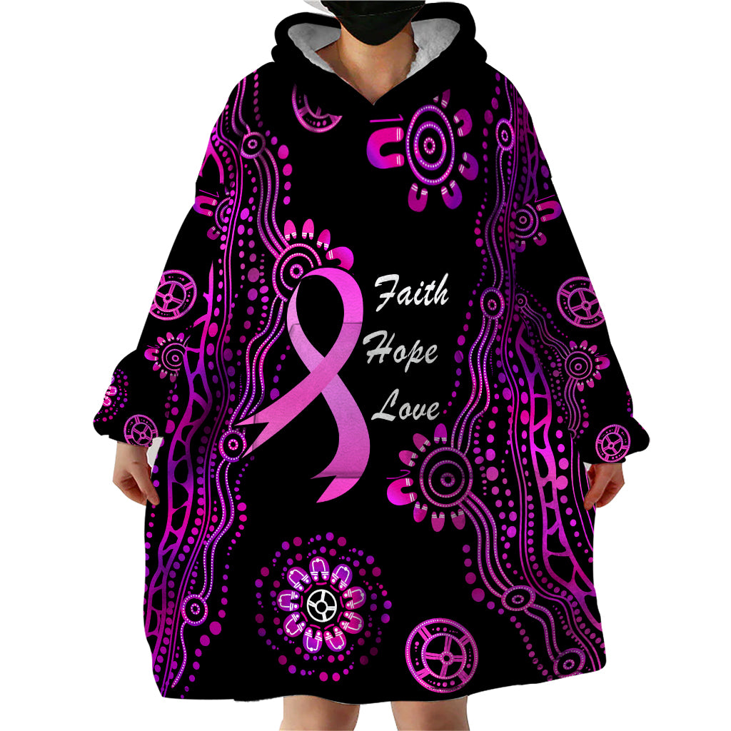 Personalised Faith Hope Love Australia Breast Cancer Wearable Blanket Hoodie Pink Ribbon Indigenous