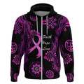 Personalised Faith Hope Love Australia Breast Cancer Zip Hoodie Pink Ribbon Indigenous