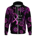 Personalised Faith Hope Love Australia Breast Cancer Zip Hoodie Pink Ribbon Indigenous