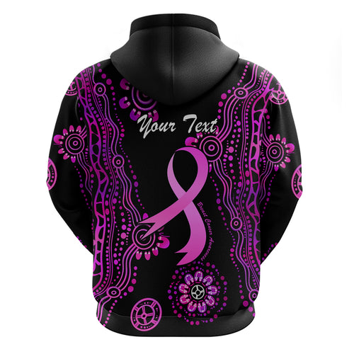 Personalised Faith Hope Love Australia Breast Cancer Zip Hoodie Pink Ribbon Indigenous