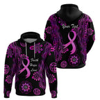 Personalised Faith Hope Love Australia Breast Cancer Zip Hoodie Pink Ribbon Indigenous