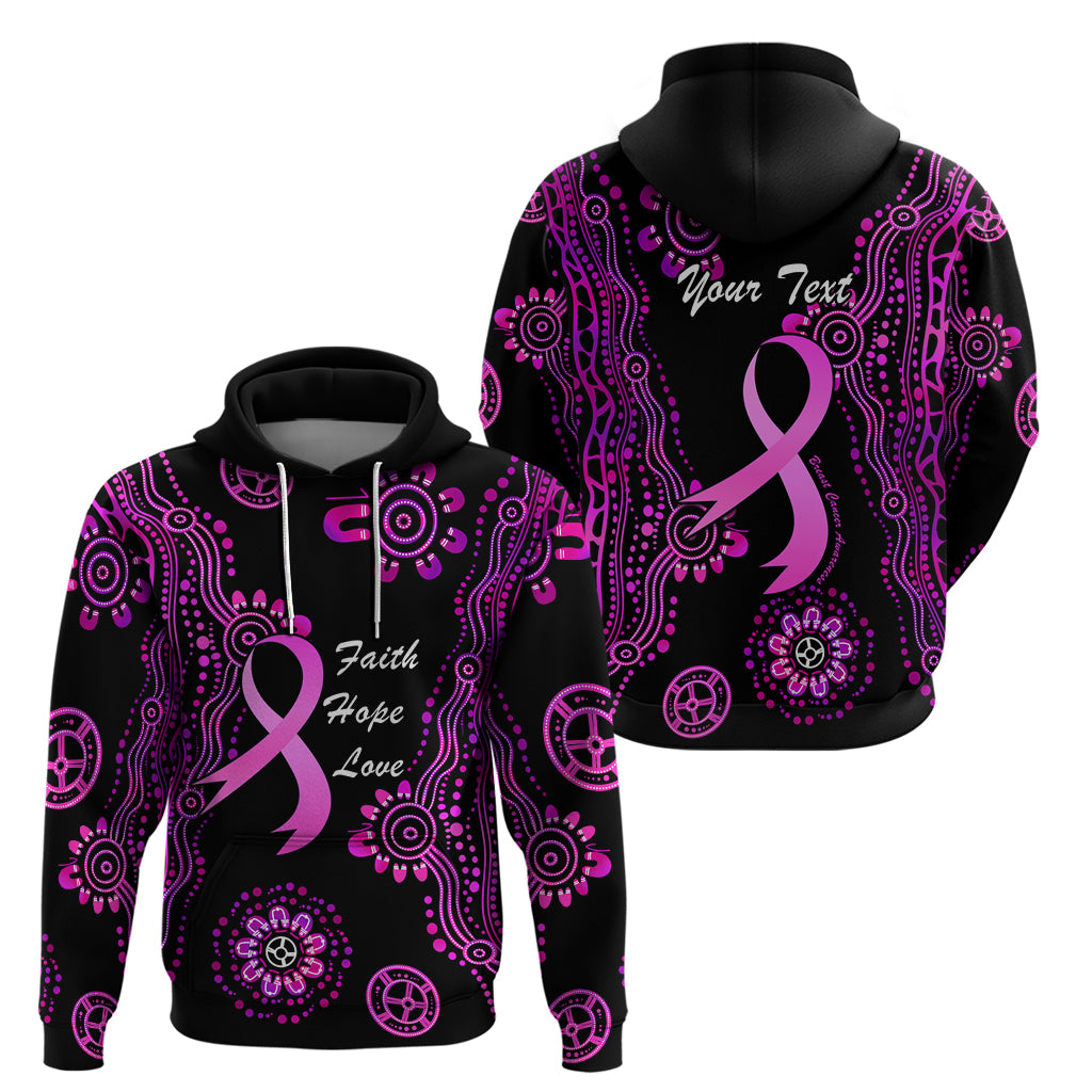 Personalised Faith Hope Love Australia Breast Cancer Zip Hoodie Pink Ribbon Indigenous